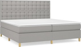 vidaXL Κρεβάτι Boxspring με Στρώμα Ανοιχτό Γκρι 200x200 εκ. Υφασμάτινο