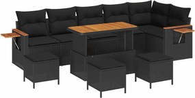 vidaXL Σετ Καναπέ Κήπου 10 pcs Μαύρο συνθετικό ρατάν