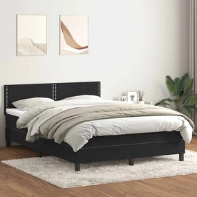 vidaXL Κρεβάτι Boxspring με Στρώμα Μαύρο 160x210 εκ. Βελούδινο