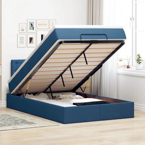 vidaXL Οθωμανικό κρεβάτι με στρώμα &amp; LEDs Μπλε 120x190cm ύφασμα