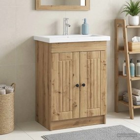 vidaXL Ντουλάπι κάτω από τον νιπτήρα Artisan Δρυς 56 x 37,5 x 81 εκ