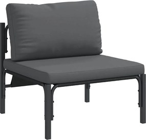 vidaXL Σετ Καναπέ Κήπου με μαξιλάρι 3 pcs Μαύρο Ατσάλι