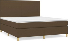 vidaXL Κρεβάτι Boxspring με Στρώμα Σκούρο Καφέ 180x200 εκ Υφασμάτινο