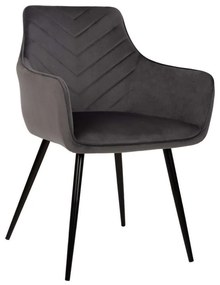 Πολυθρόνα Latrell HM8582.01 55x57x84cm Με Μαύρα Μεταλλικά Πόδια Βελούδινη Grey Velvet, Metal