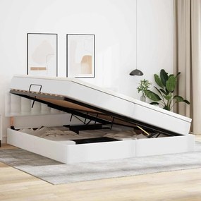 vidaXL Κρεβάτι Αποθήκης Καθαρό Λευκό 200 x 200 cm Τεχνητό Δέρμα