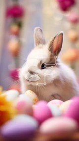 Intra Συλλεκτικό Ξύλινο Παζλ Plywood 4mm - Λευκό λαγουδάκι με πολύχρωμα πασχαλινά αυγά Σε Ξύλινο Κουτί - Διαστάσεις: 10x10 cm – 25 κομμάτια