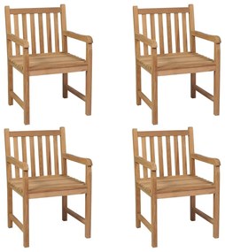 vidaXL Καρέκλες Κήπου 4 Τεμαχίων από Μασίφ Ξύλο Teak με Μπεζ Μαξιλάρια