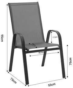 Τραπεζαρία Valor-Calan σετ 5τεμ pakoworld μέταλλο-textilene καφέ 110x60x70εκ