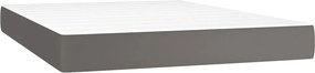 vidaXL Κρεβάτι Boxspring με Στρώμα &amp; LED Γκρι 140x200 εκ. Συνθ. Δέρμα