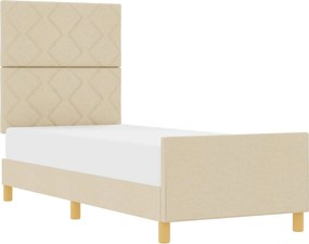 vidaXL Σκελετός Κρεβατιού με κεφαλάρι Κρεμ 80 x 200 cm ύφασμα