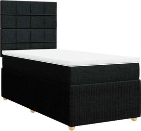 vidaXL Κρεβάτι Boxspring με Στρώμα Μαύρο 90x190 εκ.Υφασμάτινο