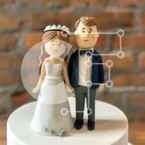Intra Συλλεκτικό Ξύλινο Παζλ Plywood  4mm - Topper Γαμήλιας Τούρτας με Νύφη και Γαμπρό Σε Ξύλινο Κουτί - Διαστάσεις Puzzle: 10x10 cm – 25 κομμάτια