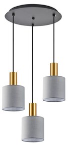 SE21-GM-4-3BL-SH2 ADEPT TUBE Gold Matt Pendant Grey Fabric Shade+