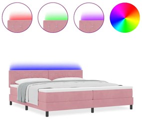 vidaXL Κρεβάτι με ελατήρια με στρώμα Ροζ 200 x 200 cm Βελούδο
