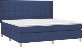 vidaXL Κρεβάτι Boxspring με Στρώμα Μπλε 200x200 εκ. Υφασμάτινο