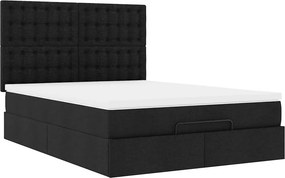 vidaXL Οθωμανικό κρεβάτι με στρώμα Μαύρο 140x190cm Ύφασμα