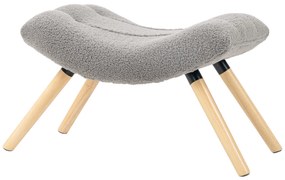 HOMCOM Μοντέρνο υποπόδιο με κάλυμμα fleece και ξύλινα πόδια, επενδυμένο, για σαλόνι, υπνοδωμάτιο, διάδρομο, ανοιχτό γκρι