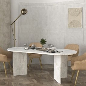 Τραπέζι Cortado Megapap χρώμα λευκό εφέ μαρμάρου 200x90x74εκ.