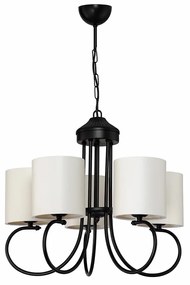 203-0253 GloboStar® GLOBOSTAR® TRITON 203-0253 Vintage Κρεμαστό Φωτιστικό Οροφής με Ντουί 5 x E27 AC 220-240V IP20 - Μαύρο &amp; Μπεζ - Μ50 x Π50 x Υ48cm