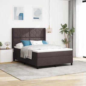 vidaXL Κρεβάτι με ελατήριο και στρώμα Καφέ 160x200 εκ. Ύφασμα