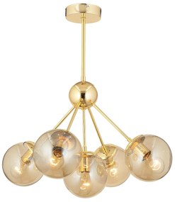 Φωτιστικό Κρεμαστό ArteLibre MEY Πολύφωτο Χρυσό/Μελί Μέταλλο/Γυαλί 59x64cm