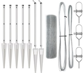 vidaXL Φράκτης Welded Wire  με 7 Σπιράλ Πόστα 0.6x10 μ Γαλβανισμένος Χάλυβας