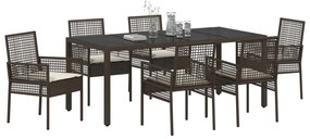 vidaXL Σέτ φαγητού για κήπο 7 pcs Καφέ 190 x 90 x 75 cm
