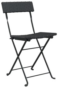vidaXL Καρέκλες Bistro Πτυσσόμενες 6 τεμ. Μαύρο Συνθετικό Ρατάν&Ατσάλι