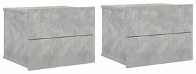 vidaXL Κομοδίνα 2 τεμ. Γκρι Σκυροδέματος 40x30x30 εκ. από Επεξ. Ξύλο