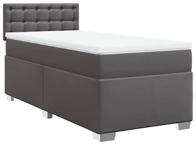 vidaXL Κρεβάτι Boxspring με Στρώμα Γκρι 80 x 200 εκ. Συνθετικό Δέρμα