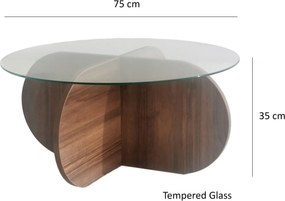 Τραπεζάκι Σαλονιού Καρυδί CLESAMO 75x75x35