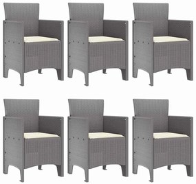 vidaXL Σέτ φαγητού για κήπο 7 pcs Ανοιχτό γκρι Rattan Polt