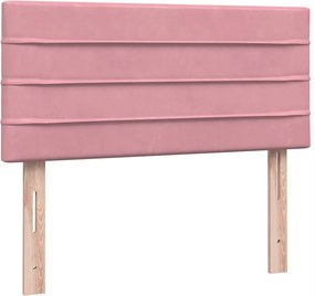 vidaXL Κρεβάτι Boxspring με Στρώμα Ροζ 80x220 εκ. Βελούδινο