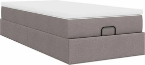 vidaXL Οθωμανικό κρεβάτι με στρώμα Taupe 100x200cm ύφασμα