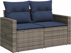 vidaXL Σετ Καναπέ 6 τμχ. Γκρι και Navy Blue Πολυ-ρακί και Χάλυβας