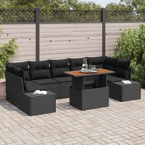 vidaXL Σέτ φαγητού για κήπο 8 pcs Μαύρο, Καφέ 100 x 55 x 73 εκ