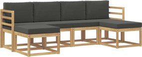 vidaXL Σειρά Καναπέ Εξωτερικού 6 pcs Άσπρο και Ανθρακί Πολυεστέρας