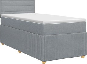 vidaXL Κρεβάτι box spring με στρώμα Ανοιχτό γκρι 90 x 200 cm Ύφασμα