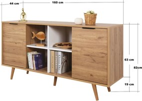 Κονσόλα Sapphire Δρυς / Λευκό PRANU 160x44x18