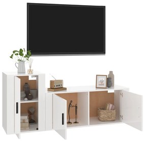 Σετ Επίπλων Τηλεόρασης 2 Τεμαχίων Γυαλ. Λευκό Επεξ. Ξύλο 3188480