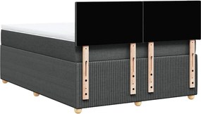 vidaXL Κρεβάτι Boxspring με Στρώμα Σκούρο Γκρι 140x200 εκ Υφασμάτινο