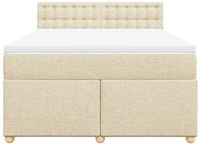 Κρεβάτι Boxspring με Στρώμα Κρεμ 160x200 εκ. Υφασμάτινο - Κρεμ