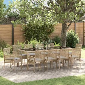 vidaXL Σετ Τραπεζαρίας Κήπου 11 pcs Μπεζ 250 x 100 x 75 cm