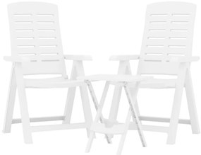 vidaXL Τραπεζαρία Κήπου Σετ 3 Τεμαχίων Λευκή από Πολυπροπυλένιο