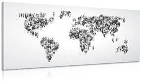 Εικόνα χάρτης του κόσμου που αποτελείται από ανθρώπους σε μαύρο & άσπρο - 100x50