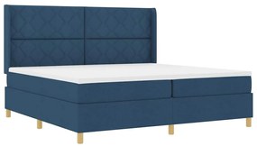 vidaXL Κρεβάτι με ελατήριο με στρώμα Μπλε 200 x 200 cm ύφασμα
