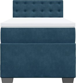 vidaXL Κρεβάτι Boxspring με Στρώμα Μπλε 100x200 εκ. Βελούδινο