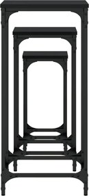 vidaXL Τραπεζάκια Ζιγκόν 3 τεμ. Μαύρα από Επεξεργασμένο Ξύλο