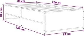 vidaXL Σκελετός Κρεβατιού Artisan Δρυς 80 x 200 cm Επεξεργασμένο Ξύλο