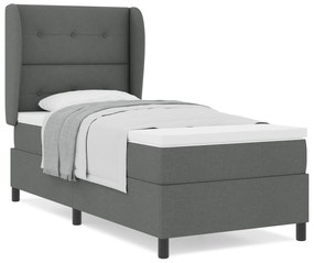vidaXL κρεβάτι box spring  με στρώμα σκούρο γκρι 90x200 εκ. υφάσματος